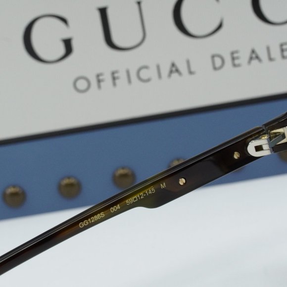 FINAL PRICE NEW GUCCI GG1286S 004 VINTAGE HAVANA/BLUE SUNGLASSES - Picture 7 of 9